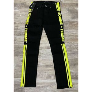 Homme + Femme Black Neon Distressed Men’s Jeans Sz 28